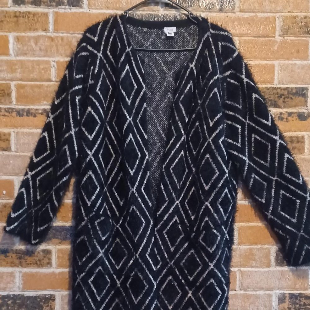 Hoss Intropia Black Geometric Print Coat Sweater